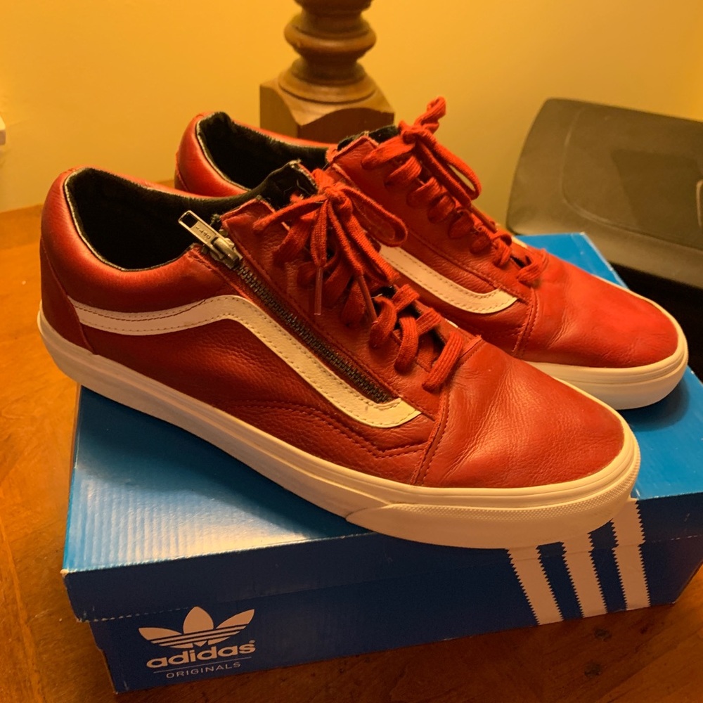 Red Leather Old Skool Vans